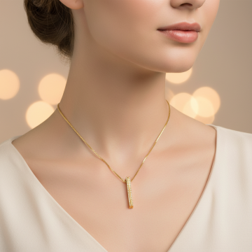 Stabförmiger Anhänger mit Brillanten – Venezianerkette