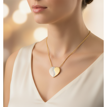 Herzanhänger mit 15 Diamanten – Schlangenkette