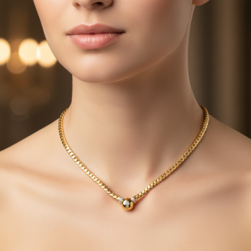 Klassisches Collier mit 7 Brillanten von ges. 0,20 ct.