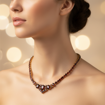 Traumhaftes Collier mit 104 Granatsteinen