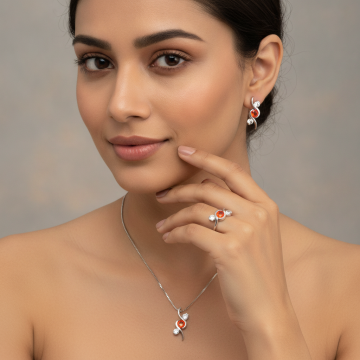 Silbernes Schmuckset mit Zirkonia