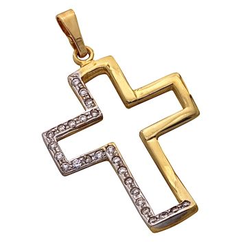 Geschwungener Kreuzanhänger in 585er Gold