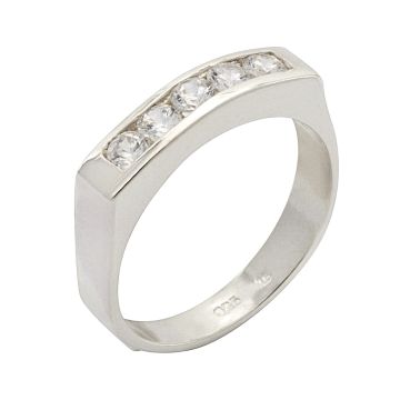 Hübscher Silber Damenring mit 5 Zirkonia