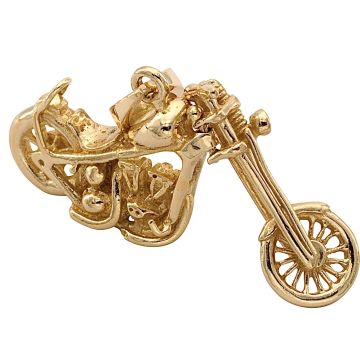 Rockiger Motorrad-Anhänger in 585er Gelbgold