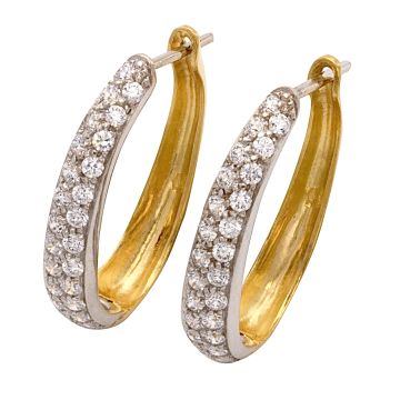 Funkelnde Creolen in 750er Gold mit Zirkonia