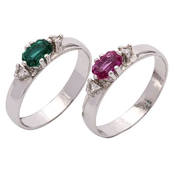 Set aus 2 Silberringen mit Zirkonia