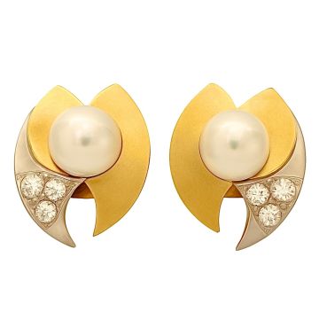 Edle Ohrstecker, handgefertigt mit Zuchtperlen und Brillanten