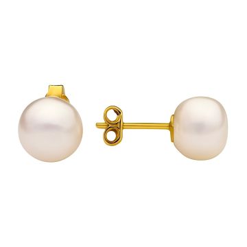 Zeitlose, klassische  Perlohrstecker in 333er Gold