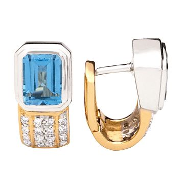 Traumhafte Ohrstecker mit Blautopasen und Brillanten