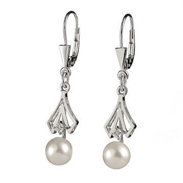 Paar Ohrhänger mit Diamanten und Zuchtperlen