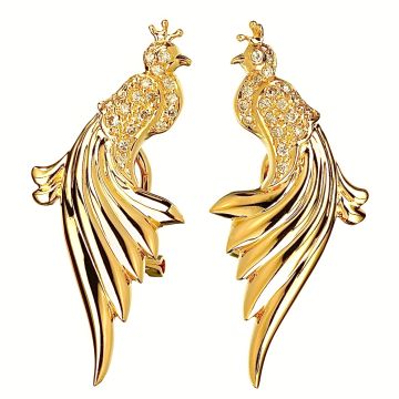 Ohrringe in Form von Pfauen mit 40 Brillanten