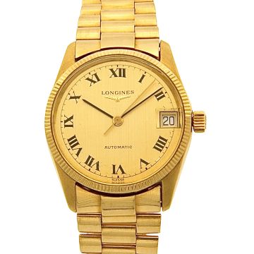 Unisex-Armbanduhr von Longines in 750er Gold mit Automatik-Werk, Vintage