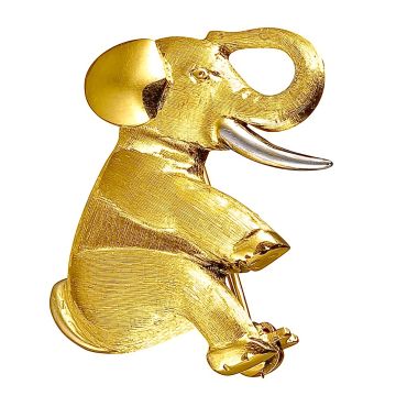 Lustige Brosche „Sitzender Elefant“  