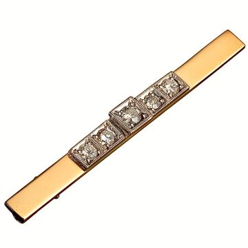 Klassische Anstecknadel aus 585er Gold mit 5 Brillanten

