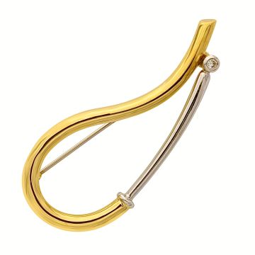 Stilvolle Bicolour Brosche mit Brillanten