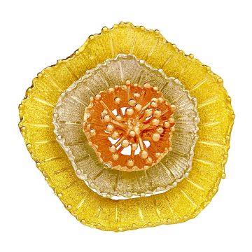 Dekorative Brosche in Gelbgold und Weißgold