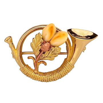 Grandel Brosche in Form eines Jagdhornes