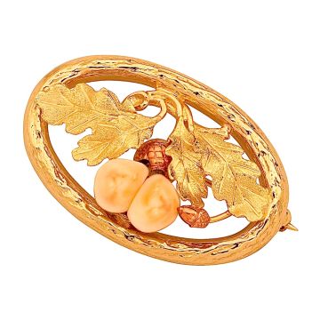 Handgearbeitete Brosche mit Grandeln in 585er Gold