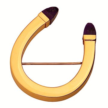 Brosche in Hufeisenform mit Lapislazuli