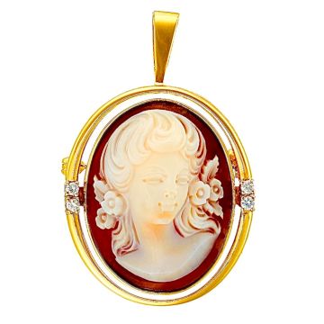 Anhänger Brosche mit Gemme