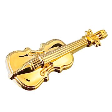 Brosche in Form eines Kontrabasses in 8-karätigem Gelbgold