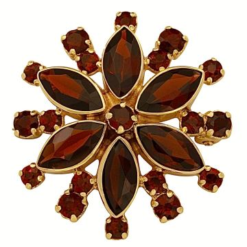Niedliche Brosche mit Granatsteinen – 333er Gold