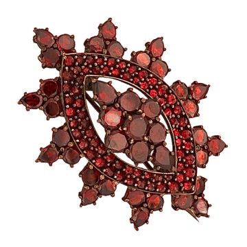 Antike Brosche mit Böhmischen Granatsteinen