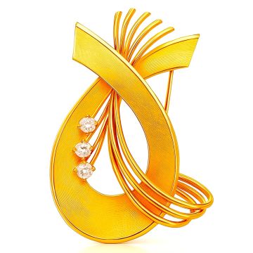 Brosche in 750er Gold mit 3 Brillanten