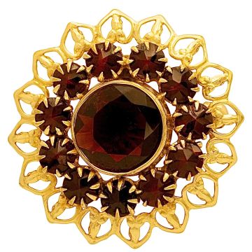 Hübsche Blütenbrosche mit Rhodolith