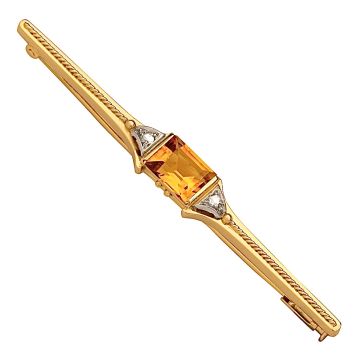 Vintage Stabbrosche mit Goldtopas und Diamantrosen