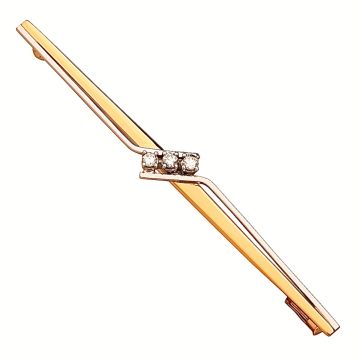 Zeitlose Stabbrosche mit 3 Brillanten 0,18 ct.