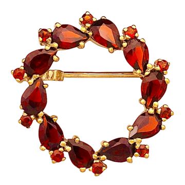 Brosche mit tropfenförmigen Granatsteinen