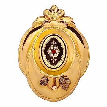 Biedermeier Brosche mit Rubin und Saatperlen