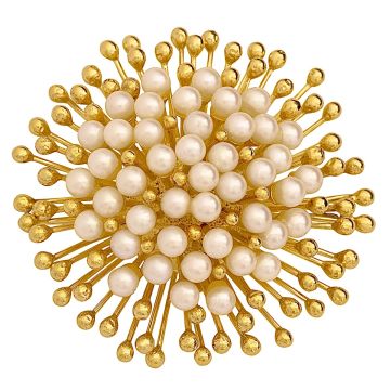 Prunkvolle Perlenbrosche in 585er Gold