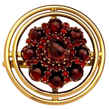 Brosche mit böhmischen Granatsteinen - alt + neu
