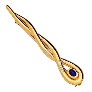 Luxuriöse Stabbrosche mit Saphir und 3 Brillanten