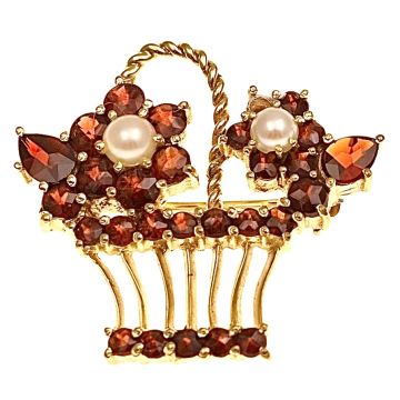 Blumenkörbchen-Brosche in 333er Gold