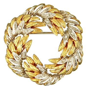 Dekorative Bicolor-Brosche mit 12 Diamanten