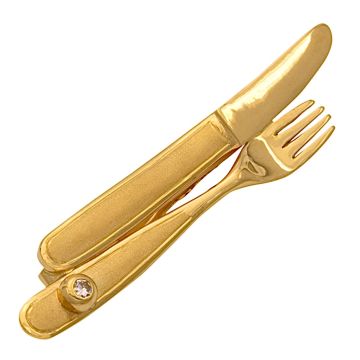 Krawattenklemme aus 750er Gold – Messer und Gabel