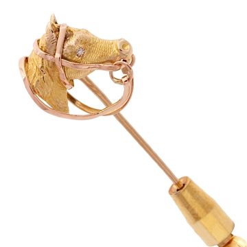 Pferdekopf mit Halfter – Krawattennadel in 585er Gold