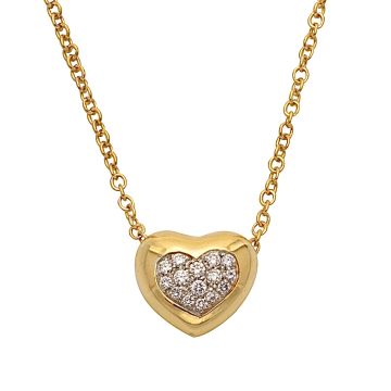 Herzanhänger mit Brillanten an feiner Rundanker Kette