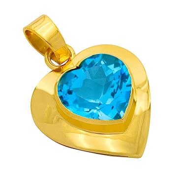 Blaues Herz – Anhänger in 585er Gelbgold