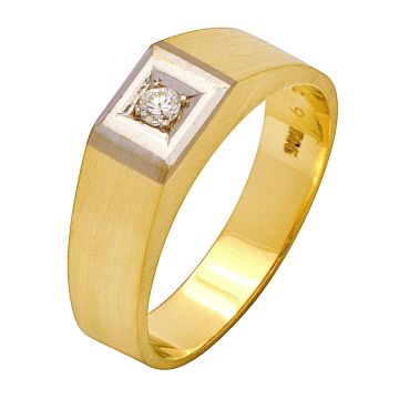 Stilvoller Brillant-Herrenring in 14karätigem Gold