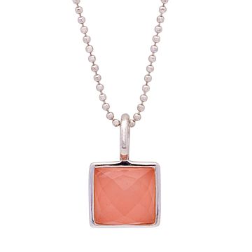 Zarte Kugelkette mit rosafarbenem Anhänger in 925er Silber