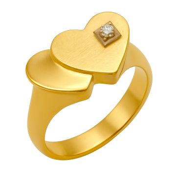 Entzückender Ring in Form von 2 Herzen mit Diamant