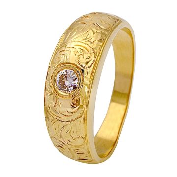 Handgearbeiteter Unisexring mit Brillant von 0,18ct