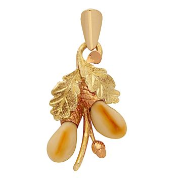 Trachtenanhänger, Jagd Anhänger mit Grandeln in 585er Bicolour