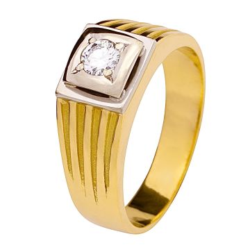 Massiver Herrenring mit Brillant von 0,33 ct