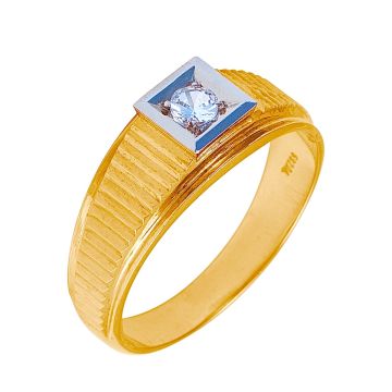 Stylischer Herrenring in 750er Gold mit Zirkonia