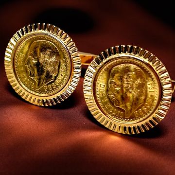 Unisex-Manschettenknöpfe mit je einer mexikanischen Goldmünze